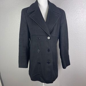 Black wool coat Button‎ up